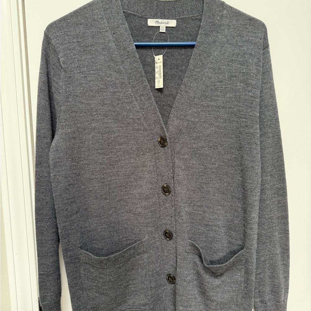 NWT Madewell Charcoal  Merino Wool Boyfriend Cardigan